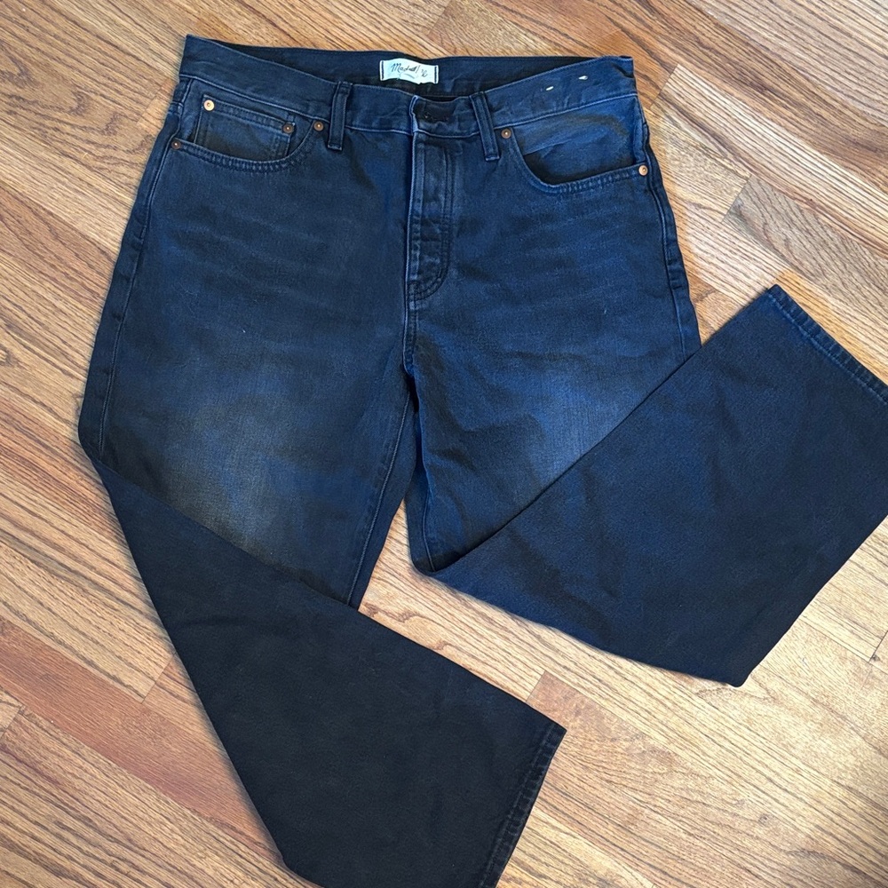 Madewell Low-Slung Straight Dark Blue Jeans